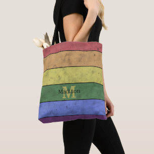 Tote Bag Drapeau LGBT vintage orgueil en noir Monogramme