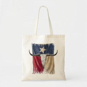 Tote Bag Drapeau Longhorn Taureau Distressé Taurillon