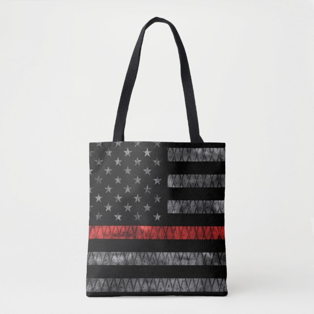 Tote Bag Drapeau minuscule de pompier Red Line (Devant)