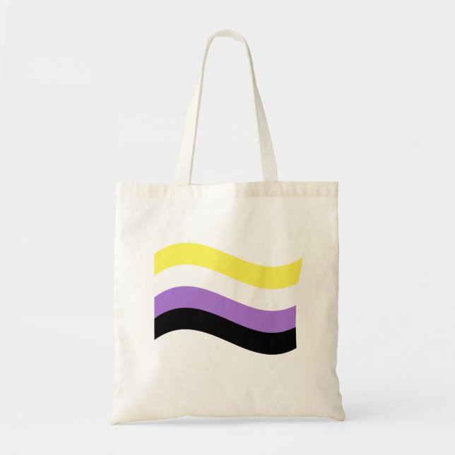 Tote Bag Drapeau ondulant non binaire (Devant)