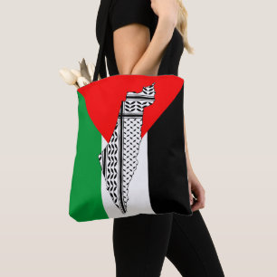 Tote Bag Drapeau palestinien et carte avec Motif Keffiyeg