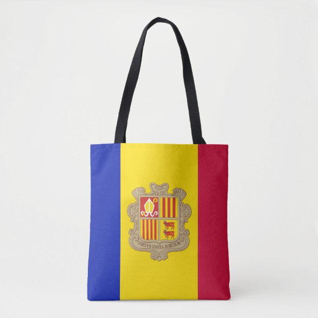 Tote Bag Drapeau patriotique d'Andorre (Devant)
