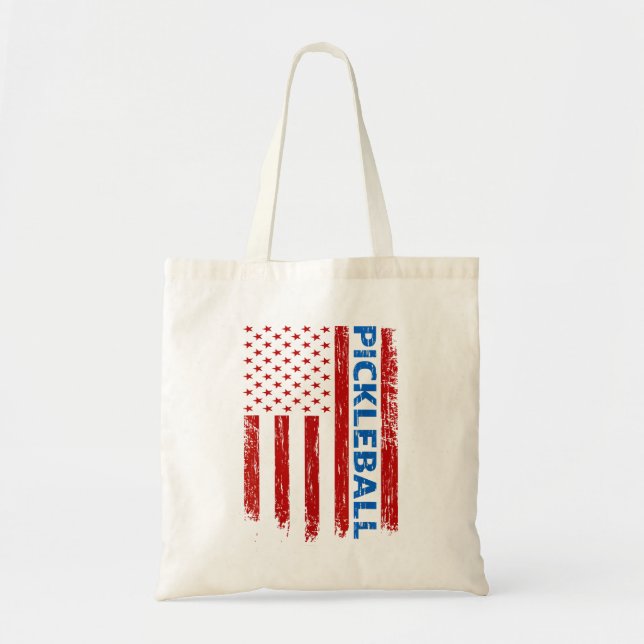 Tote Bag Drapeau Pickleball - Jeu de raquette Pickleball Am (Devant)