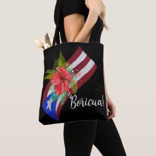 Tote Bag Drapeau Porto Rico avec flor de maga boricua