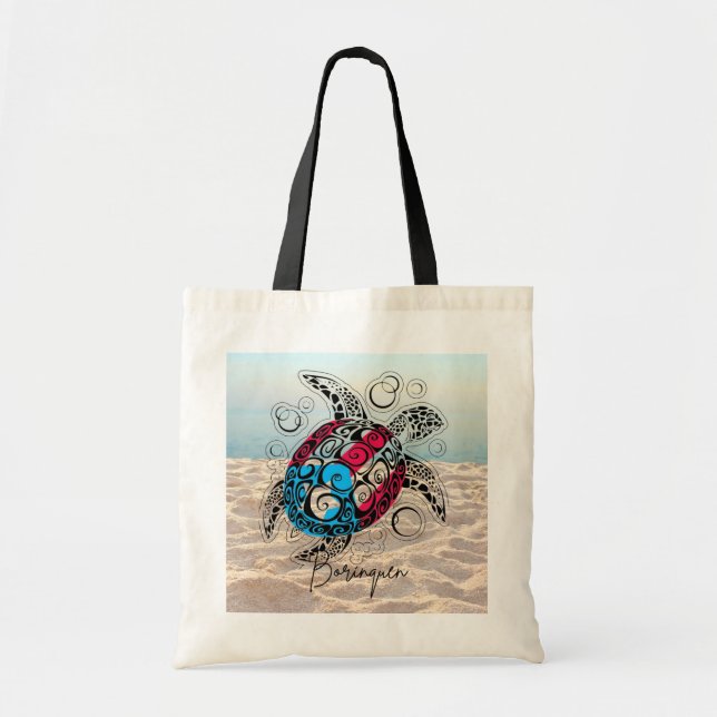 Tote Bag Drapeau Porto Rico Turtle (Devant)