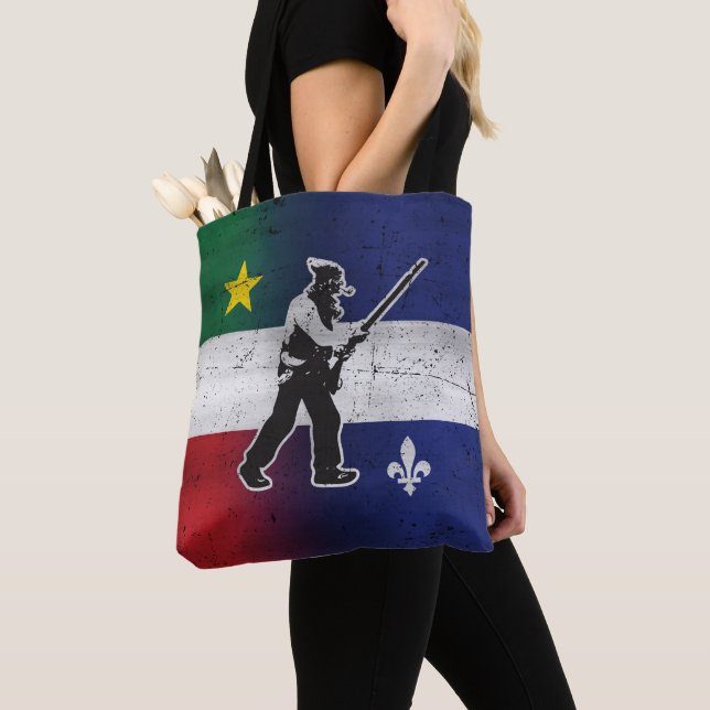 Tote Bag Drapeau Québec et Patriote Henri Julien érodé (De près)