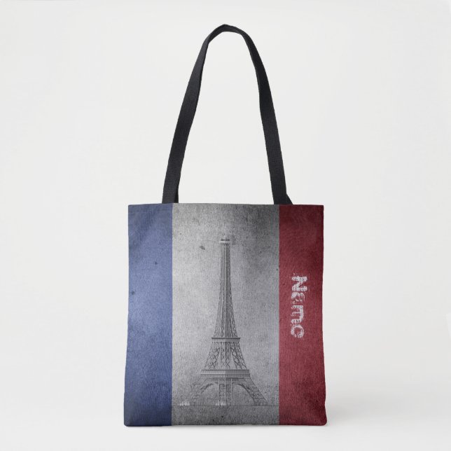 Tote Bag Drapeau rétro de l'enseignant français personnalis (Devant)