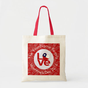 Tote Bag Drapeau Rouge du Chili AMOUR Personnalisé