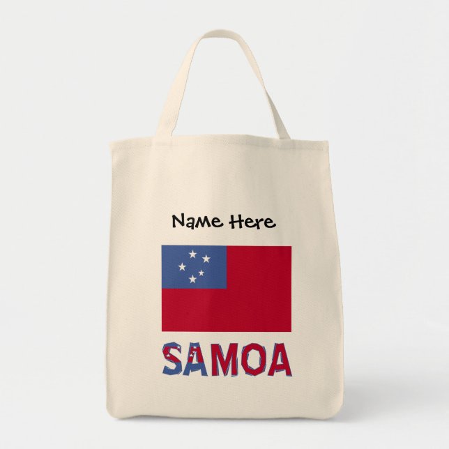 Tote Bag Drapeau samoan Samoa noir Personnalisation  (Devant)