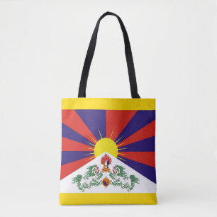 Tote Bag Drapeau tibétain et lions de neige - Himalaya