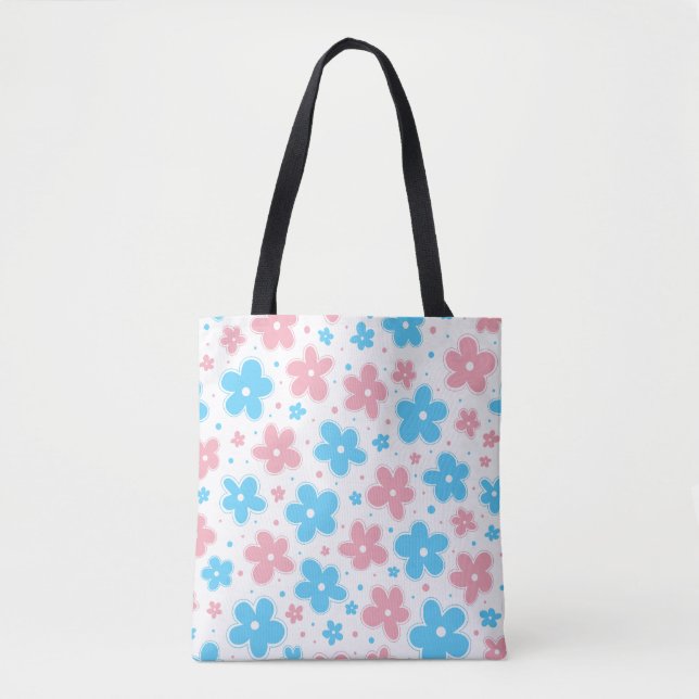Tote Bag Drapeau Transgenre Fierté Fleurs Doodle Pastel (Devant)