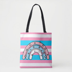 Tote Bag Drapeau Transgenre   LGBTQIA+ Rose, Bleu et Blanc