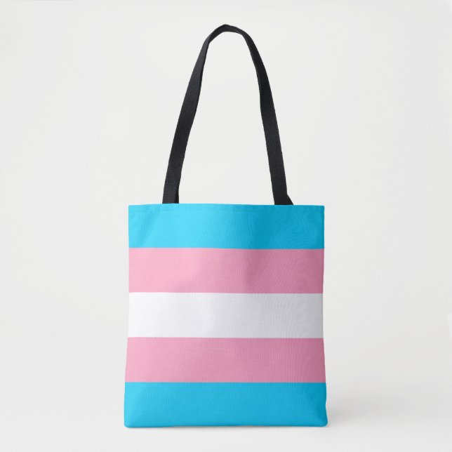 Tote Bag Drapeau Transgenre Pride Bleu Rose Blancs (Devant)