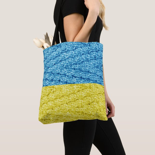 Tote Bag drapeau tricoté ukrainien (De près)