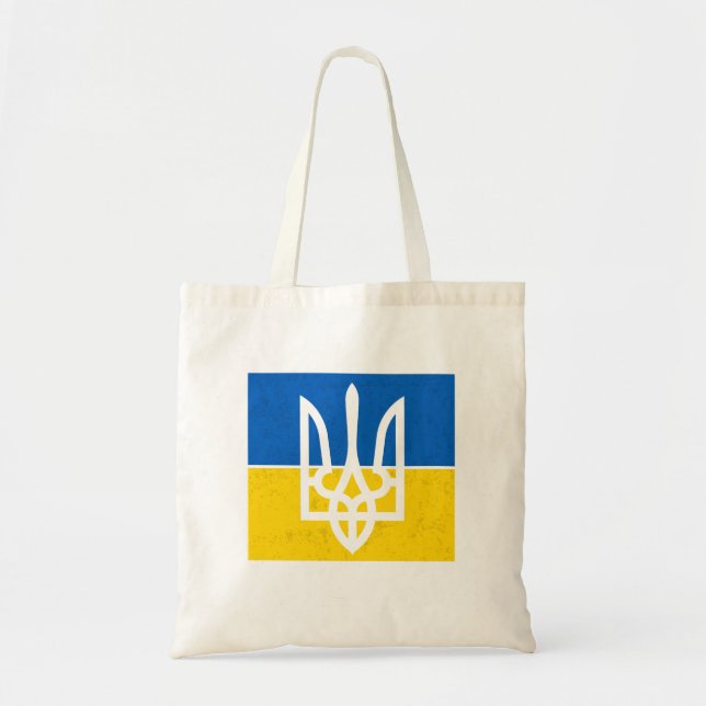 Tote Bag Drapeau ukrainien et armoiries (Devant)