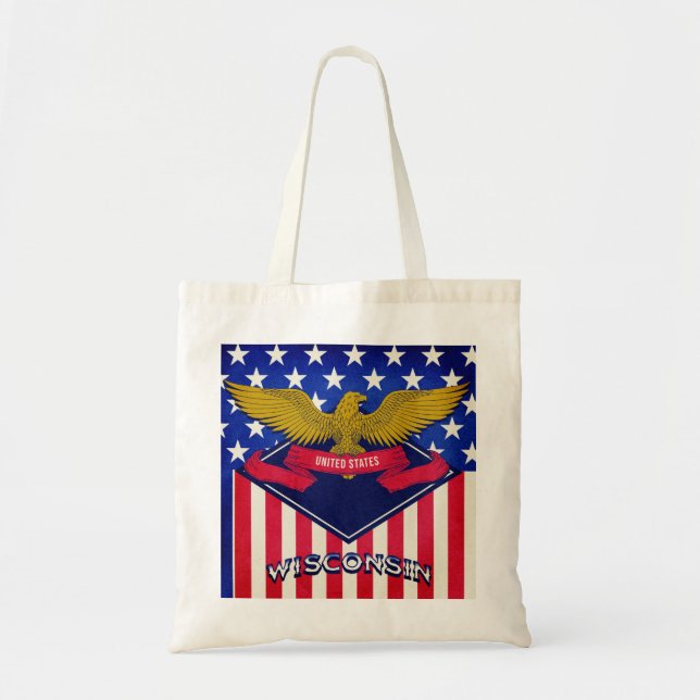 Tote Bag Drapeaux américains du Wisconsin (Devant)