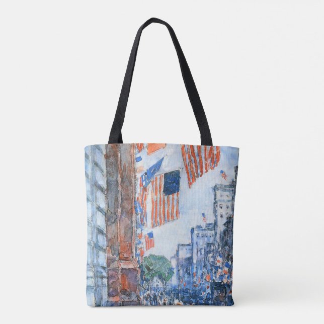 Tote Bag Drapeaux Cinquième Avenue par Childe Hassam, Art V (Dos)