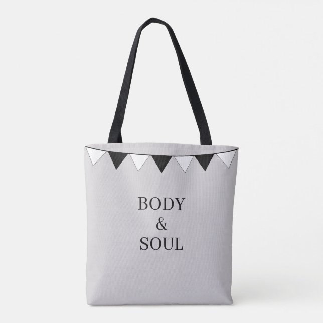 Tote Bag Drapeaux noirs et blancs sur fond argenté (Dos)