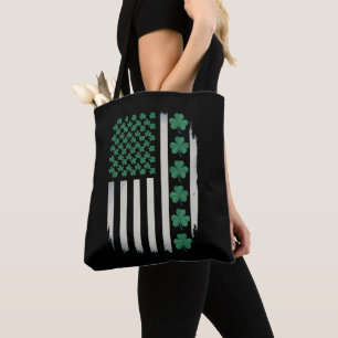 Tote Bag Draps d'Irlande avec Drapeau Américain USA Fête Sa