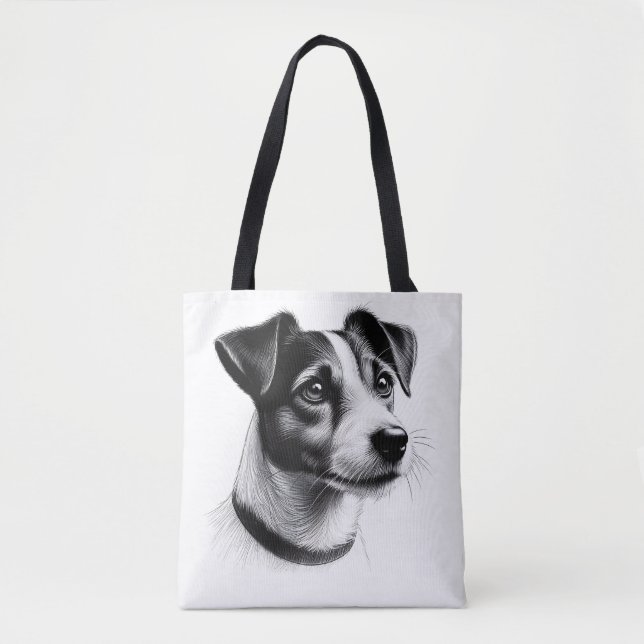 Tote Bag Drawing of Jack Russell Terrier (Devant)