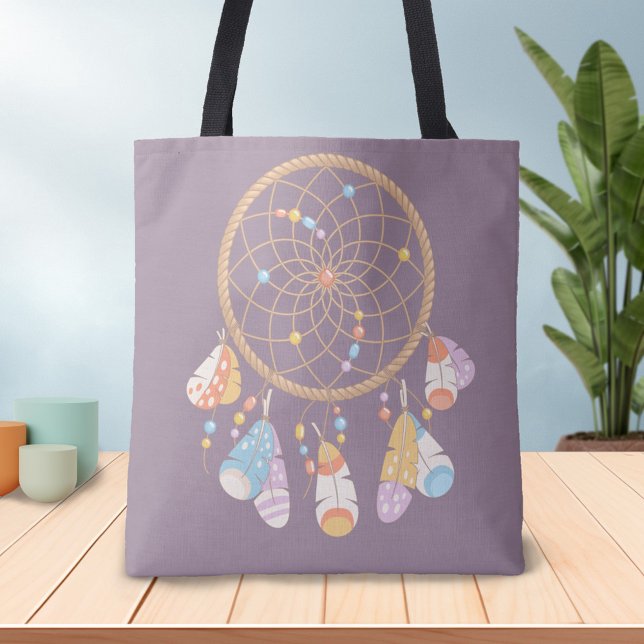 Tote Bag Dreamcatcher de Boho Tribal sur Purple (Créateur téléchargé)