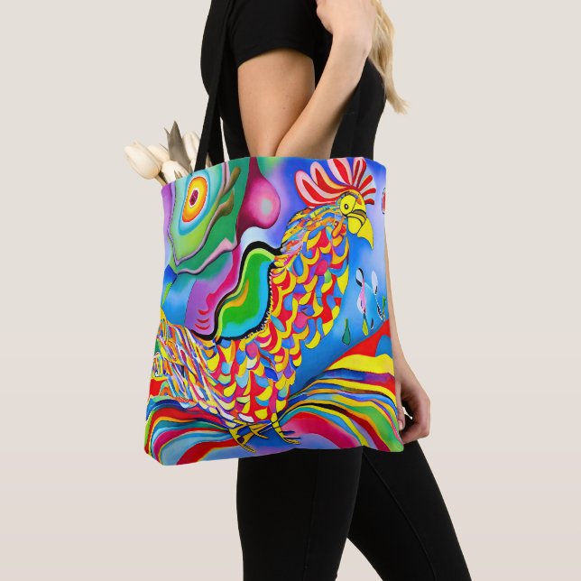 Tote Bag "Dreamscape Bird". Un cocktail abstrait surréalist (De près)