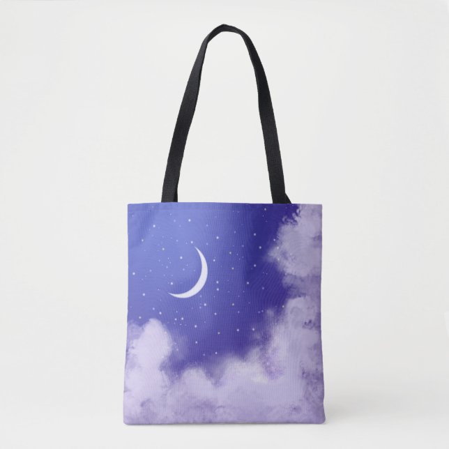 Tote Bag Dreamy Night Sky avec Crescent Moon (Devant)