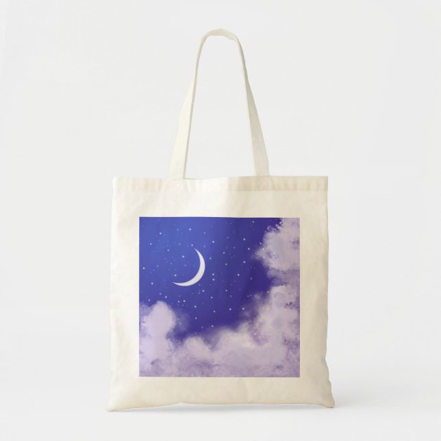 Tote Bag Dreamy Night Sky avec Crescent Moon (Devant)