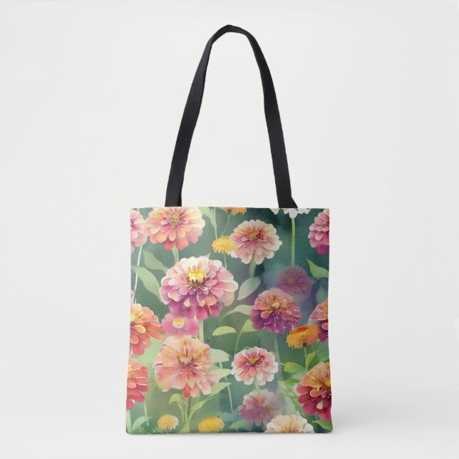 Tote Bag Dreamy Zinnia Flowers (Devant)