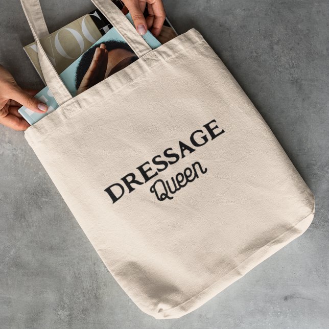 Tote Bag Dressage Queen Black Retro Script Nom équestre (Créateur téléchargé)
