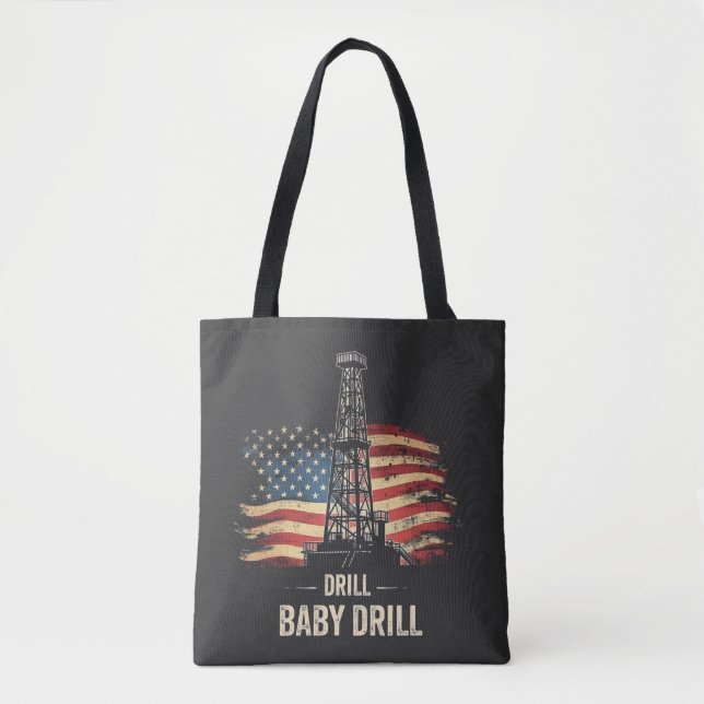 Tote Bag Drill Baby Drill American Trump Energy Economy (Devant)