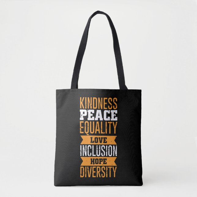 Tote Bag Droits de l'homme Peace Love Inclusion Equality (Devant)
