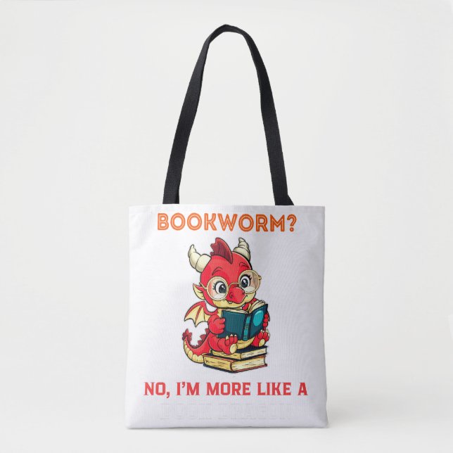 Tote Bag Drôle Art Dragon Lecture Livres Mythique Créature (Devant)