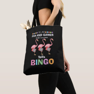 Tote Bag drôle Bingo rose flamand mot art
