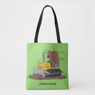 Tote Bag Drôle bulldozer de conduite de taureaux