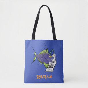 Tote Bag Drôle caricature de poisson de pêcheur