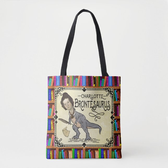 Tote Bag Drôle Charlotte Bronte Saurus Dinosaur Lecteur de  (Devant)