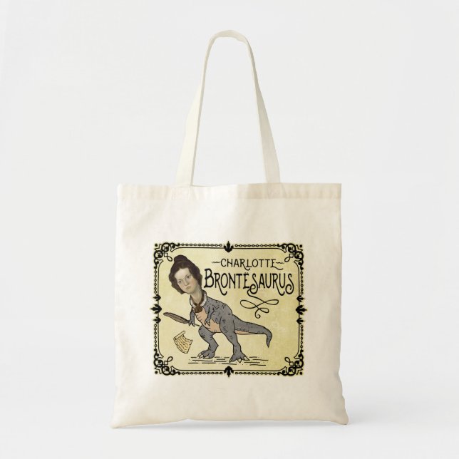 Tote Bag Drôle Charlotte Bronte Saurus Dinosaur Lecteur de  (Devant)