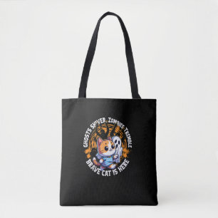 Tote Bag Drôle Chat Brave Marcher Fantôme Peur Qui Aime Hal