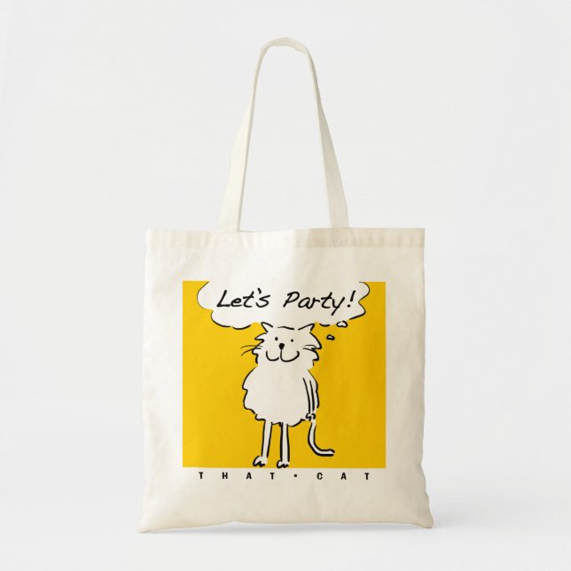 Tote Bag Drôle chat de dessin animé veut avoir une fête (Devant)