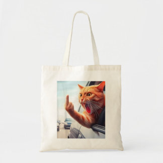 Tote Bag Drôle Chat Moyen Doigt Hilarious Chat Dans La Voit