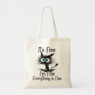 Tote Bag Drôle Chat Noir C'est bien Je vais bien Tout est F