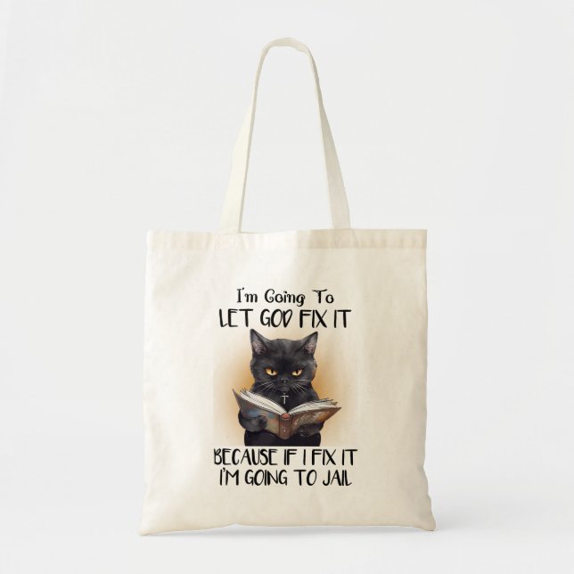 Tote Bag Drôle Chat Noir Dit (Devant)