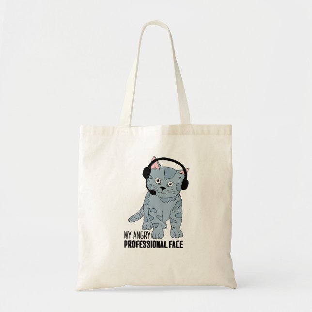Tote Bag Drôle Chat souriant professionnel Epic Sarcastique (Devant)