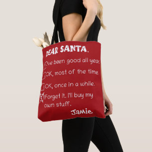 Tote Bag Drôle Cher Père Noël J'ai été bonne liste de vérif