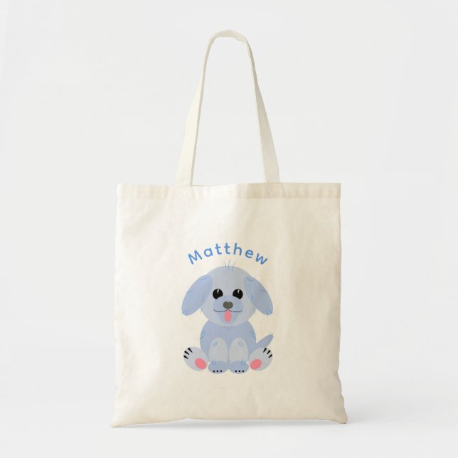 Tote Bag Drôle Chien Chien Chien Chien Caricature Bleu Past (Devant)