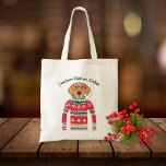 Tote Bag Drôle chien portant des lunettes, laide pull de No<br><div class="desc">Sac fourre-tout de Noël de Noël de Noël drôle avec un chien portant des lunettes rouges et un "laid" Sweater nordique de Noël. En fait, on pense qu'il est plutôt mignon ! Ajoutez votre texte personnalisé ci-dessus ou supprimez-le. Fait un cadeau parfait de Noël ou d'hiver pour les amoureux de...</div>