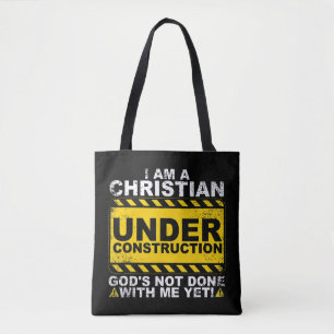 Tote Bag Drôle Chrétien en construction Cadeau Catholique M