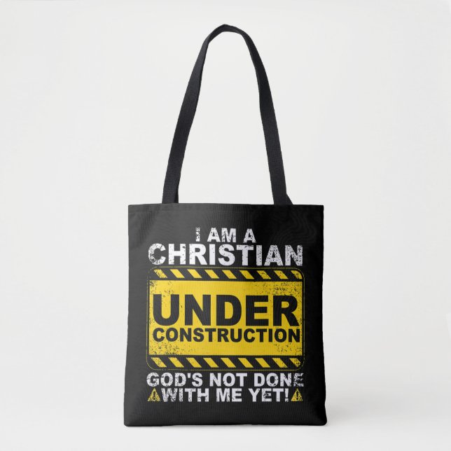 Tote Bag Drôle Chrétien en construction Cadeau Catholique M (Devant)
