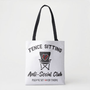 Tote Bag Drôle clôture assis Anti Social Club Baseball Soft